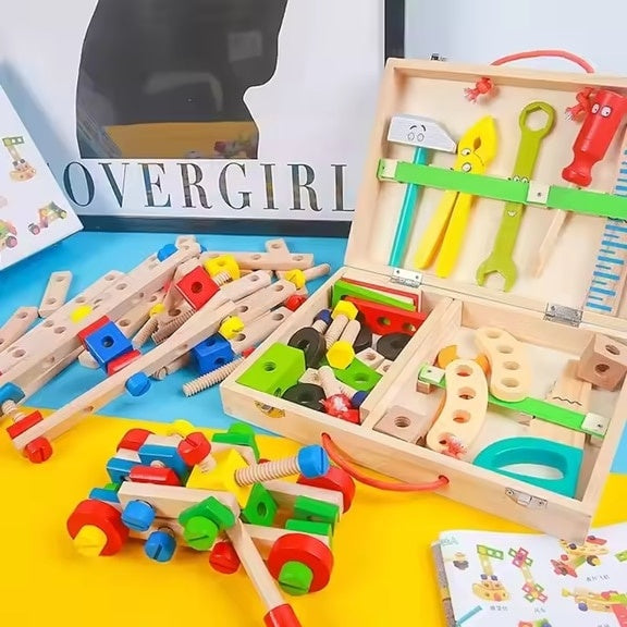 Set instrumente din lemn Montessori, joc educativ DIY și asamblare 3+
