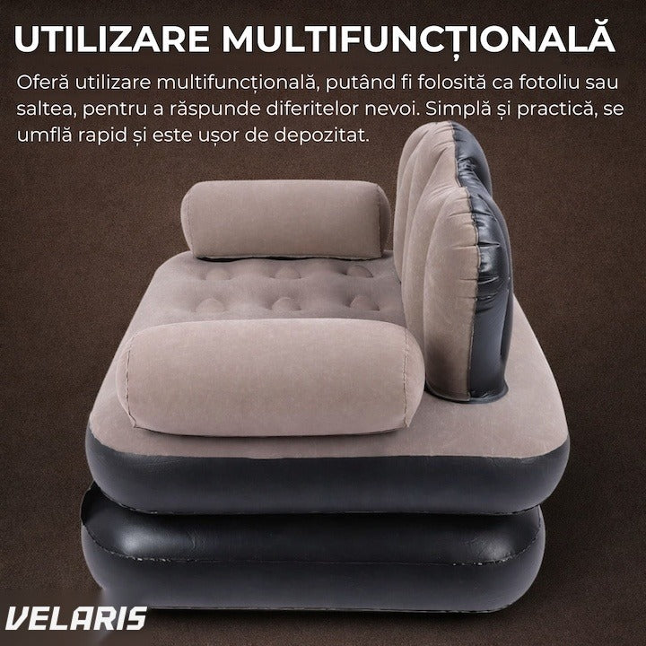 Fotoliu gonflabil 2 în 1 XL, design ergonomic, 100x88x90 cm, interior/exterior, maro